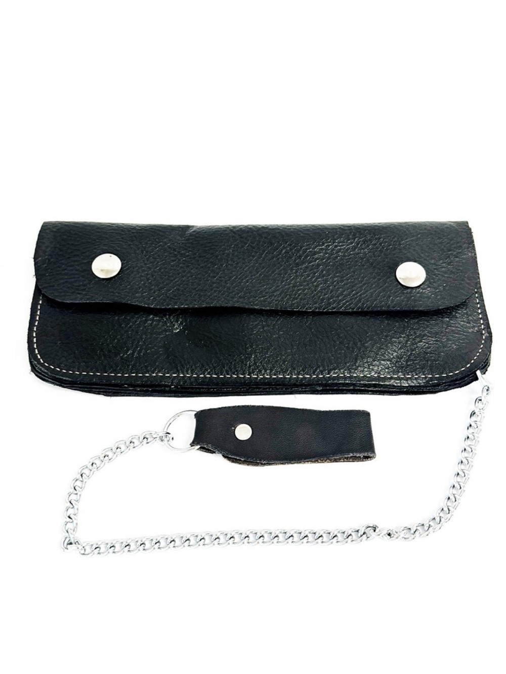 Leather Biker Bifold Wallet With Chain 5 Compartments Size 9 1/4”x4”